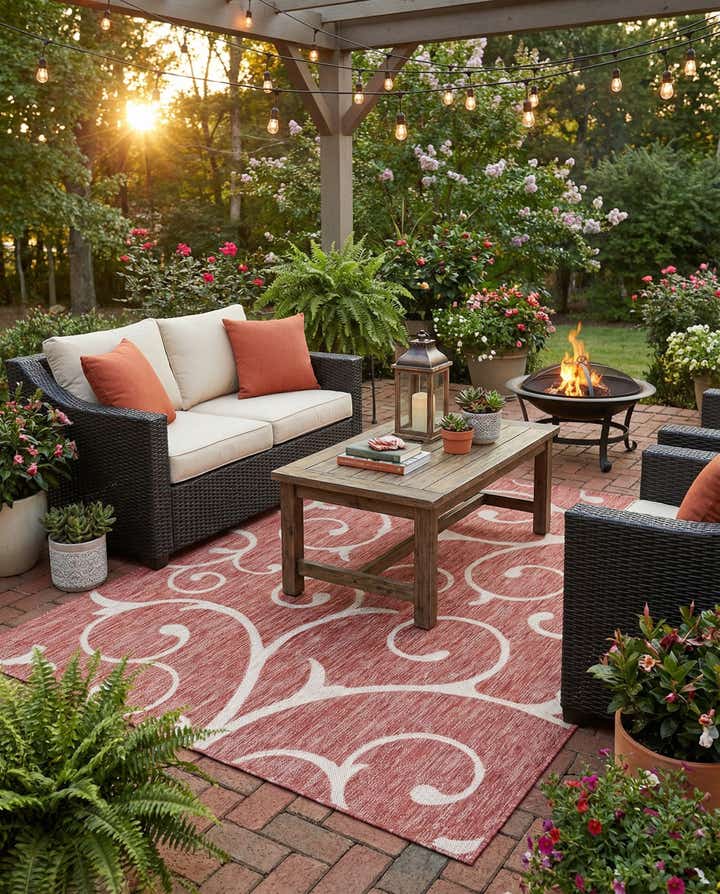 6' x 9' Easy-Clean Botanical Indoor / Outdoor Rug