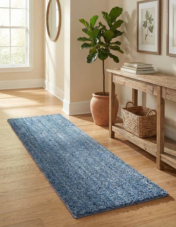 Blueberry Blue Jill Zarin Shaggy Chic Runner Rug