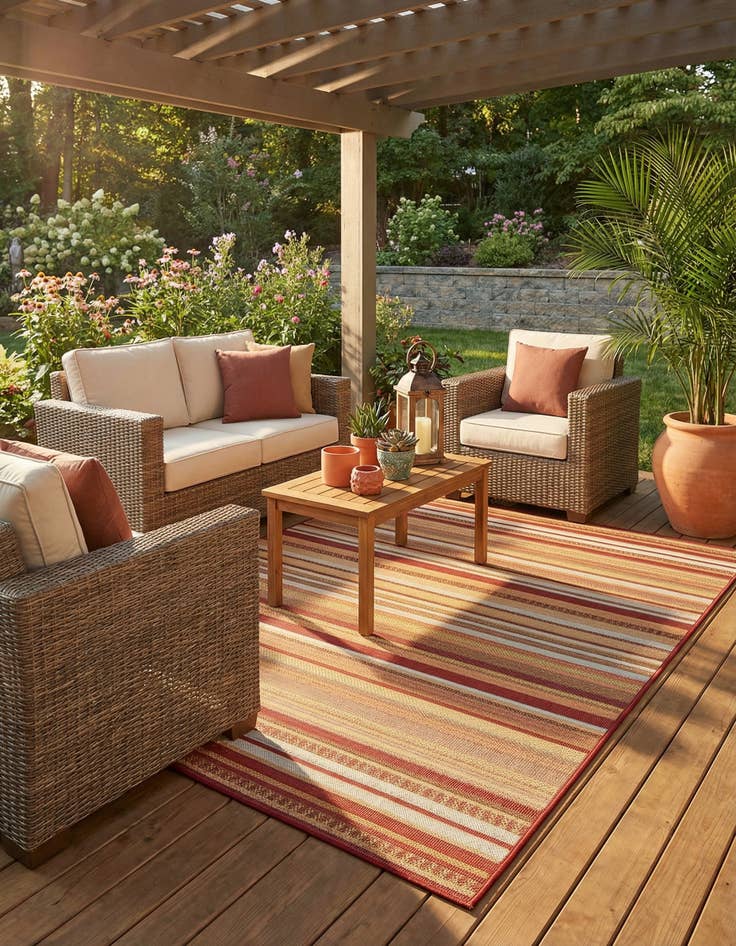 Detail image of 7' 10 x 7' 10  Washable Baja Indoor / Outdoor Square Rug