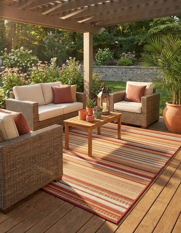 Burgundy Easy-Clean Baja Indoor / Outdoor Square Rug