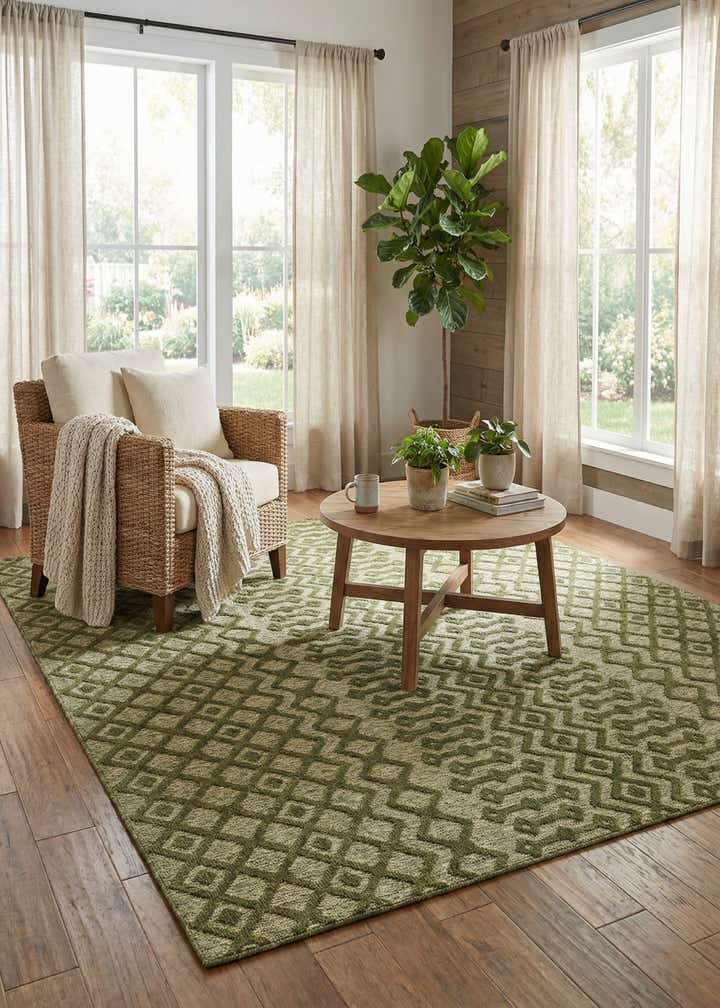 9' x 12' Easy-Clean Trellis Textured Indoor / Outdoor Rug