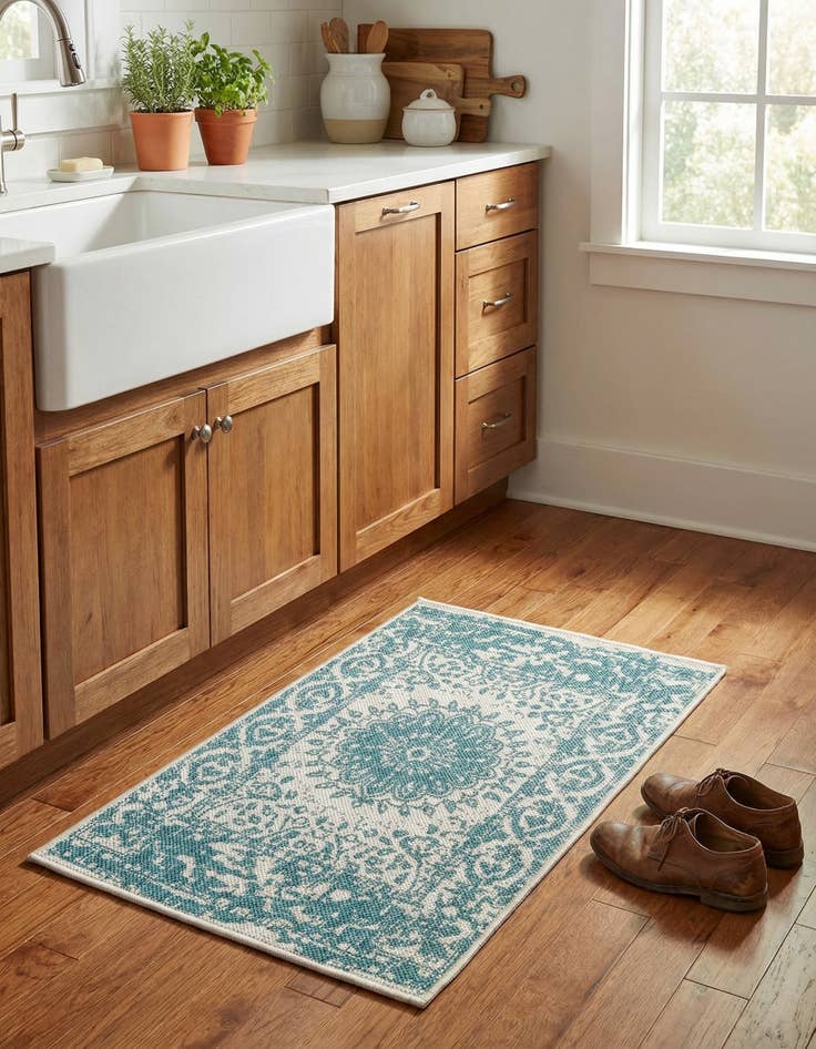 Detail image of 2' x 3'  Washable Traditional Indoor / Outdoor Rug