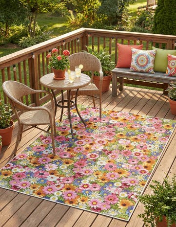 5' x 7' Easy-Clean Botanical Indoor / Outdoor Rug