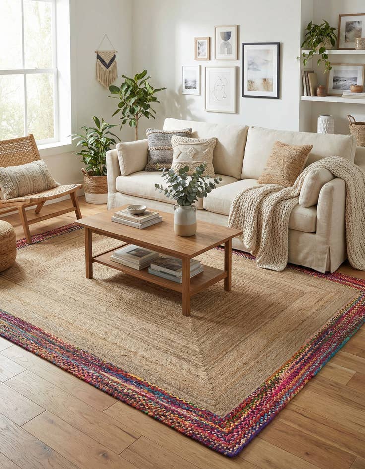 Detail image of  9' x 12' 2  Hand Braided Jute Rug