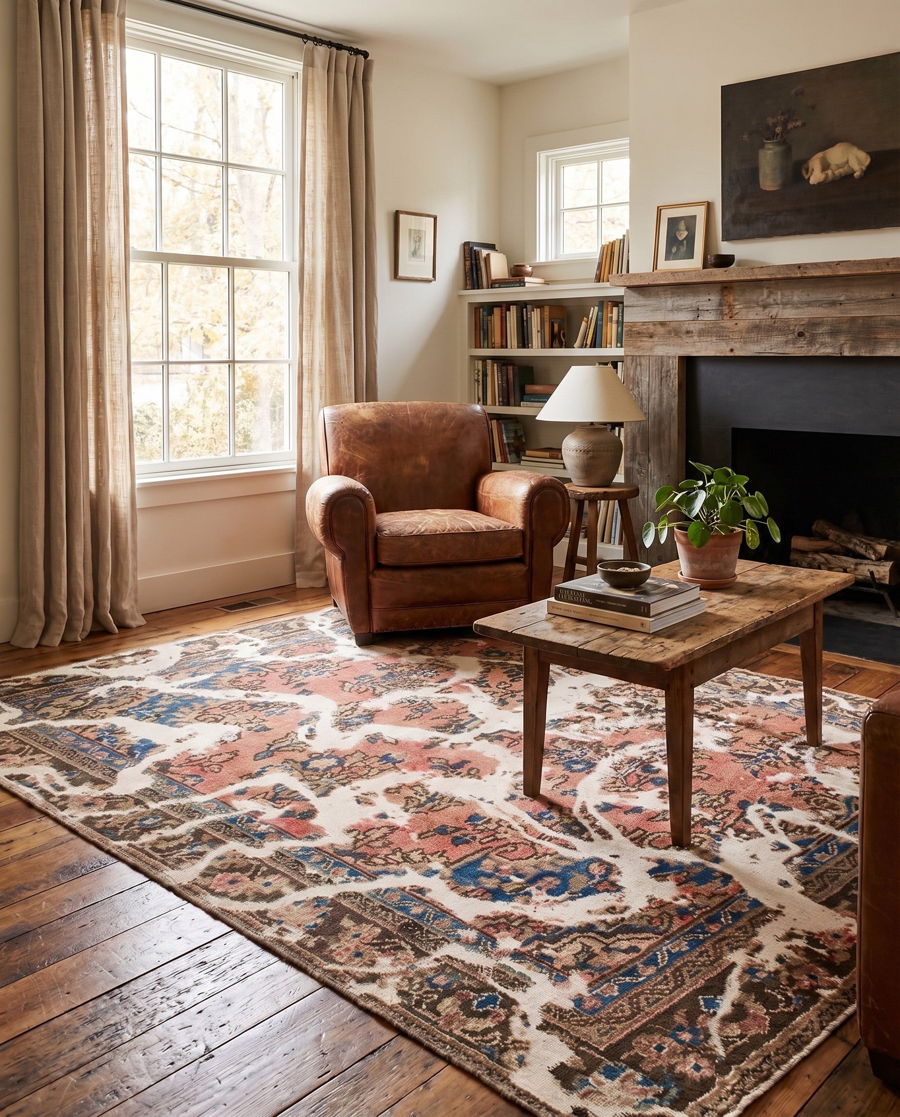 4' 6 x 6' 4 Hand Knotted Ultra Vintage Persian Wool Rug