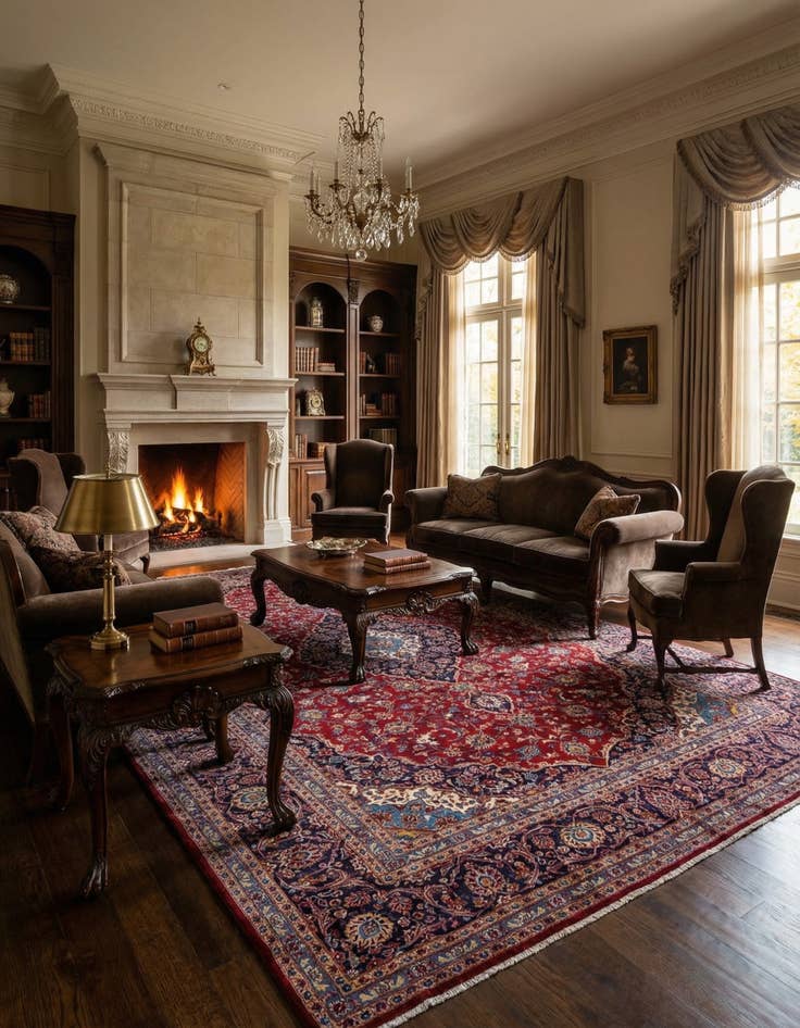 Detail image of  9' 7 x 13' 2  Hand Knotted Kashan Persian Wool Rug