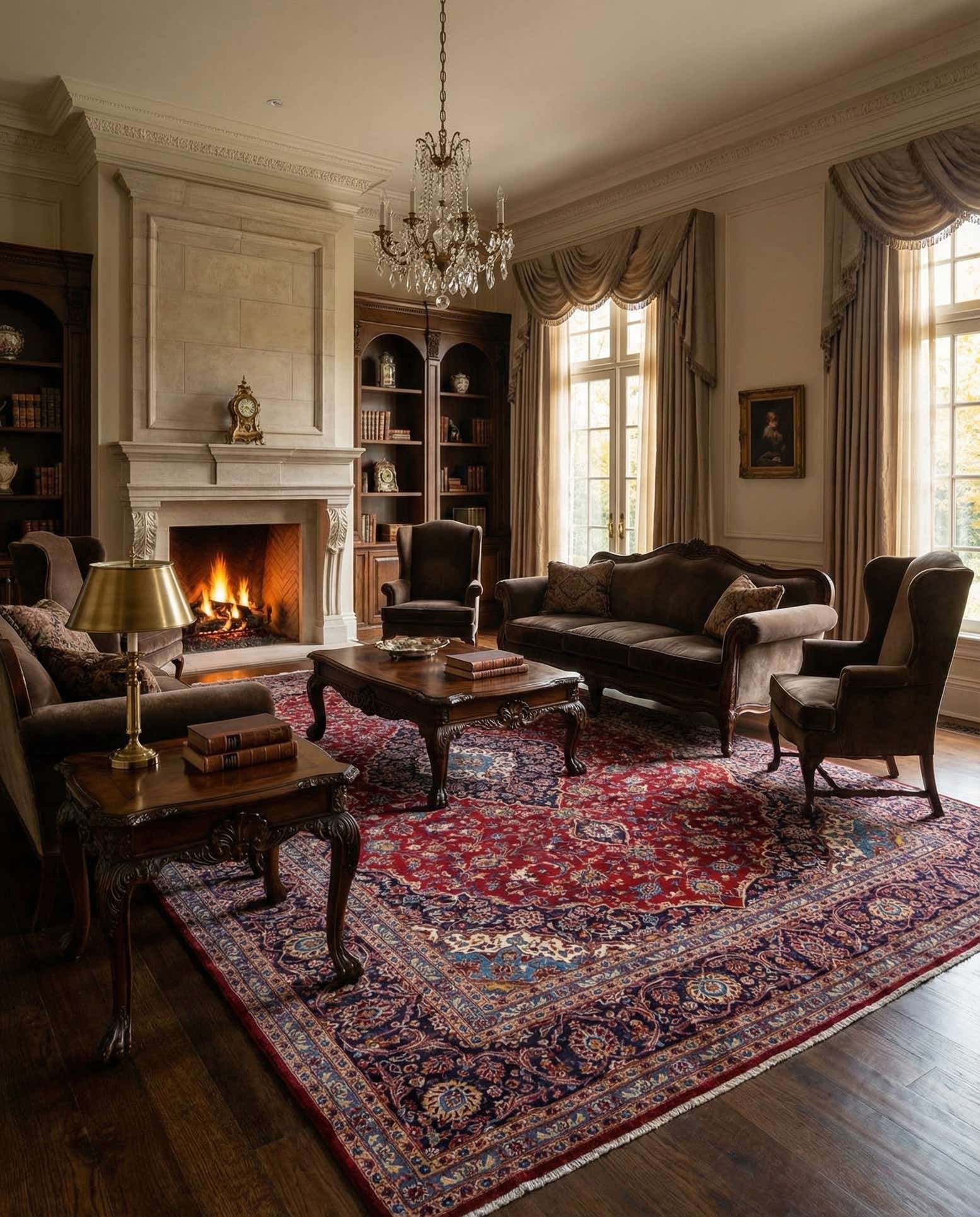 9' 7 x 13' 2 Hand Knotted Kashan Persian Wool Rug