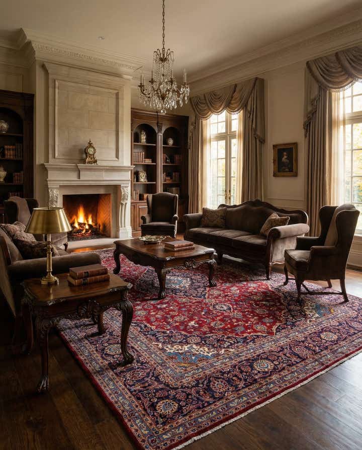 9' 7 x 13' 2 Hand Knotted Kashan Persian Wool Rug