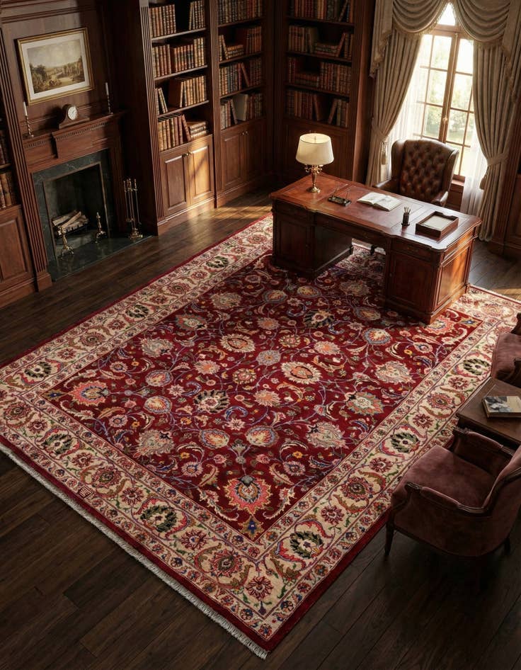 Detail image of  10' x 13'  Hand Knotted Mashad Persian Wool Rug