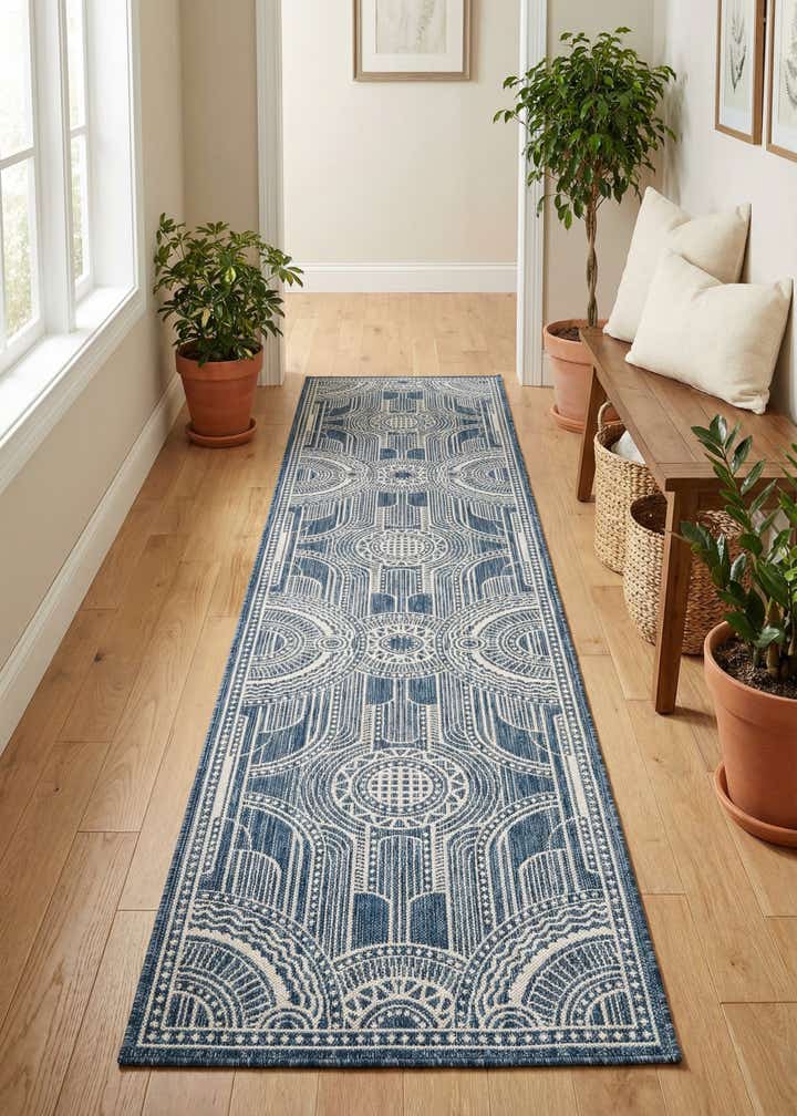 2' 7 x 12' Easy-Clean Traditional Indoor / Outdoor Runner Rug