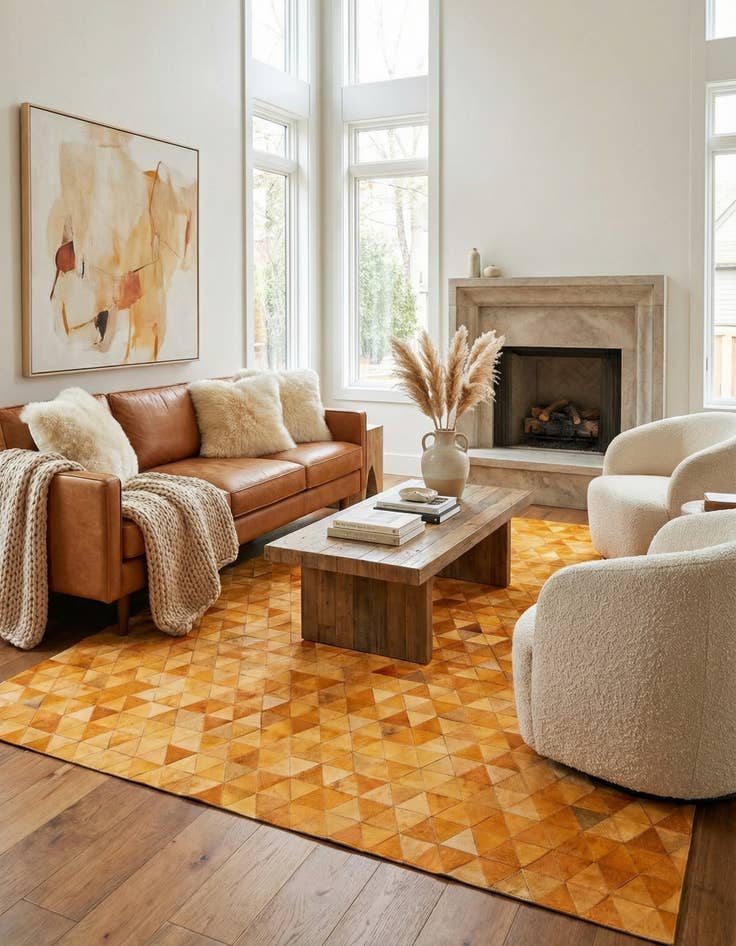 Detail image of 7' 11 x 9' 11 Cowhide Stocks Rug