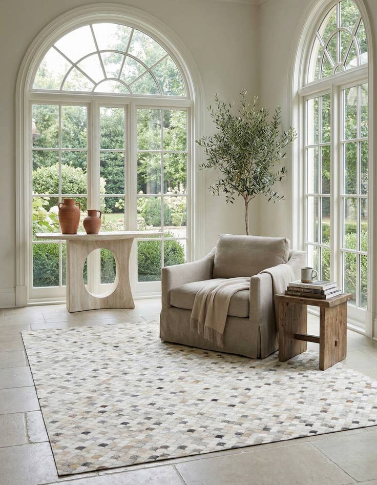 Detail image of  8' 2 x 9' 10 Cowhide Leather Rug