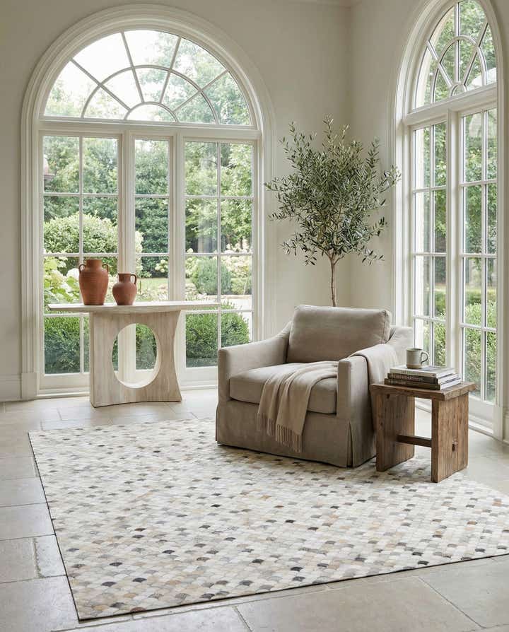8' 2 x 9' 10 Cowhide Leather Rug
