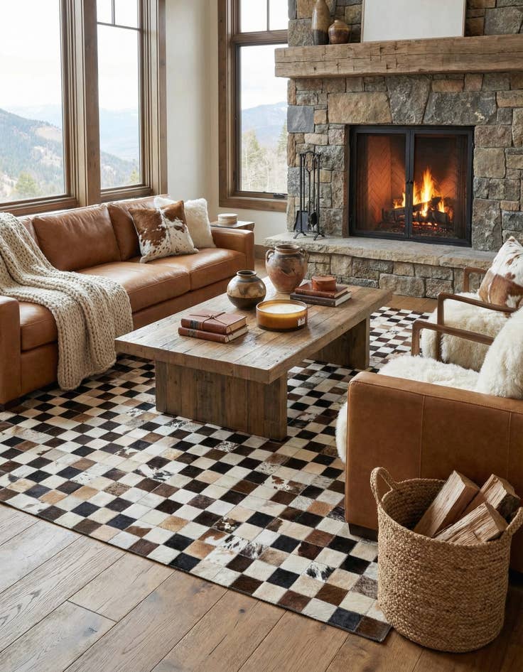 Detail image of 5' 2 x 7' 11 Cowhide Stocks Rug