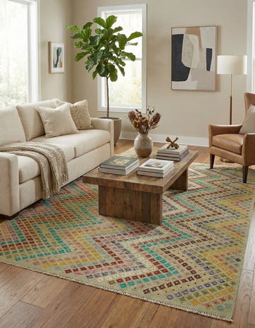 6' 3 x 7' 10 Hand Woven Kilim Modern Wool Rug