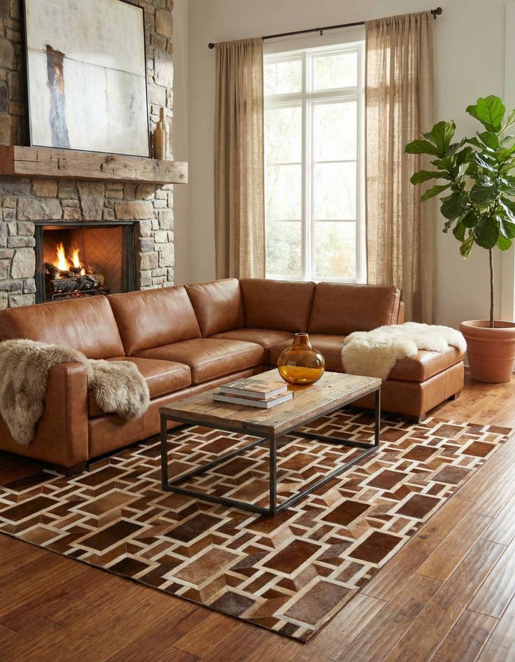 Detail image of  5' 1 x 8' 2 Cowhide - Patchwork Rug