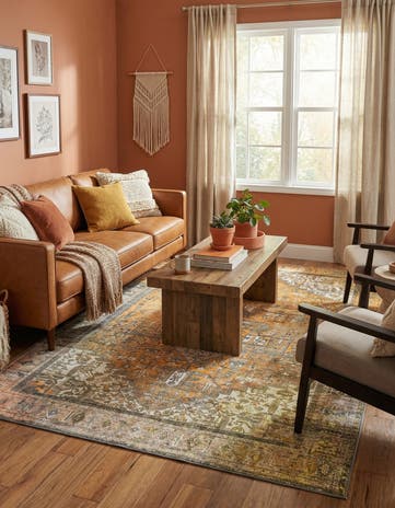 Yellow Washable Timeless Rug