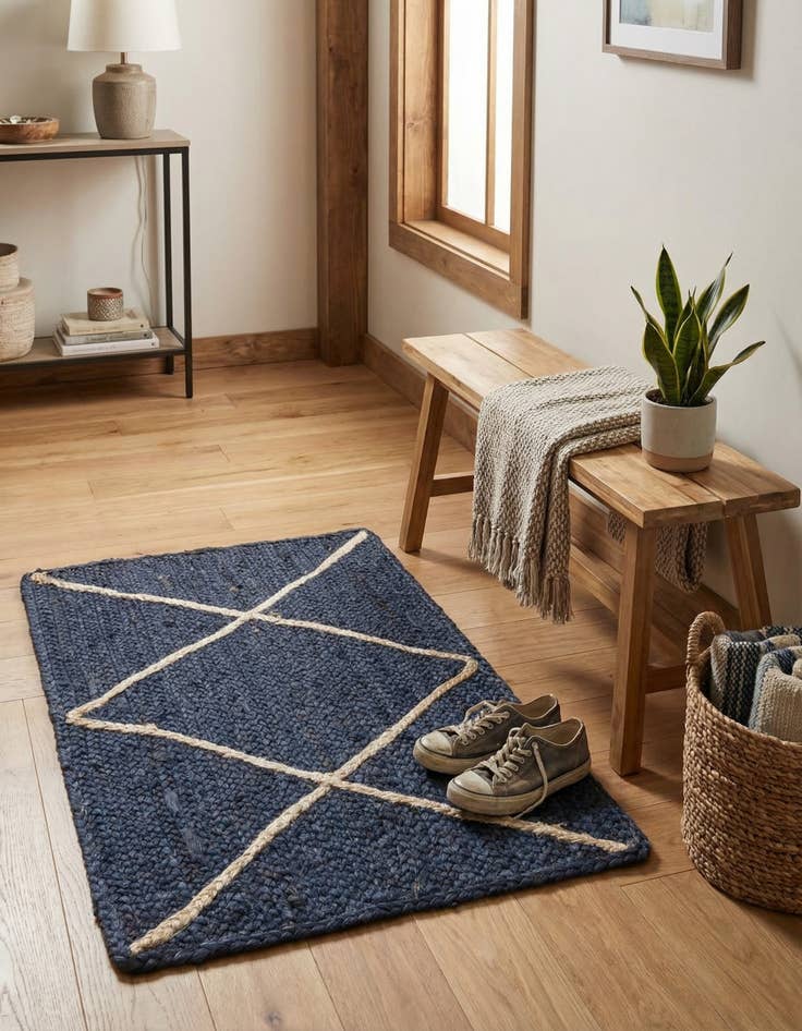 Detail image of  2' x 3' 1  Hand Braided Jute Rug