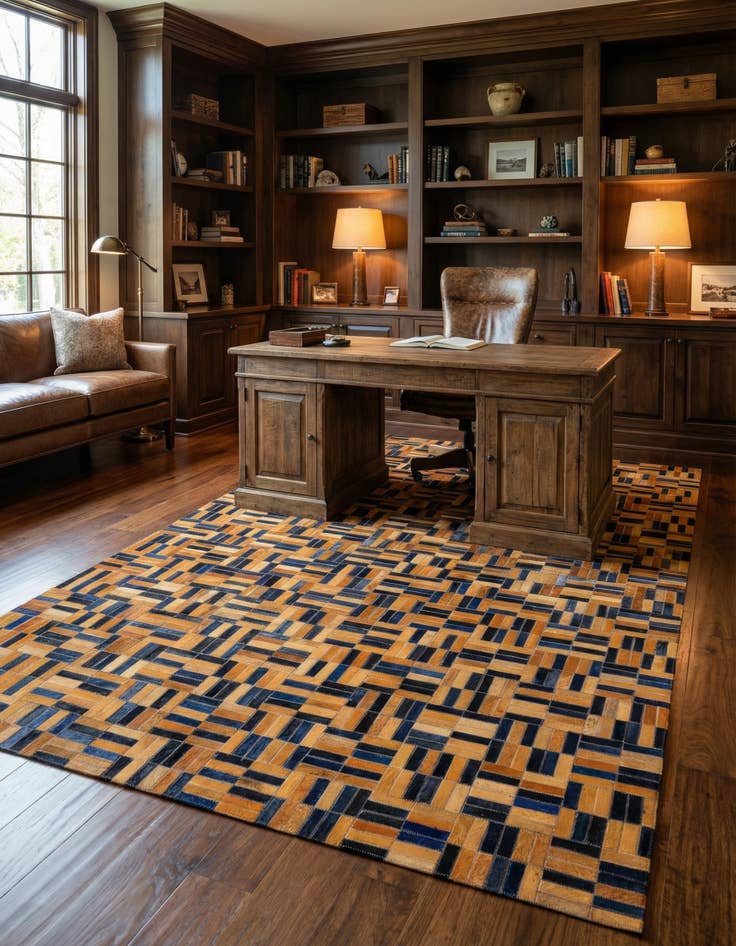 Detail image of  5' x 7' 11 Cowhide - Patchwork Rug