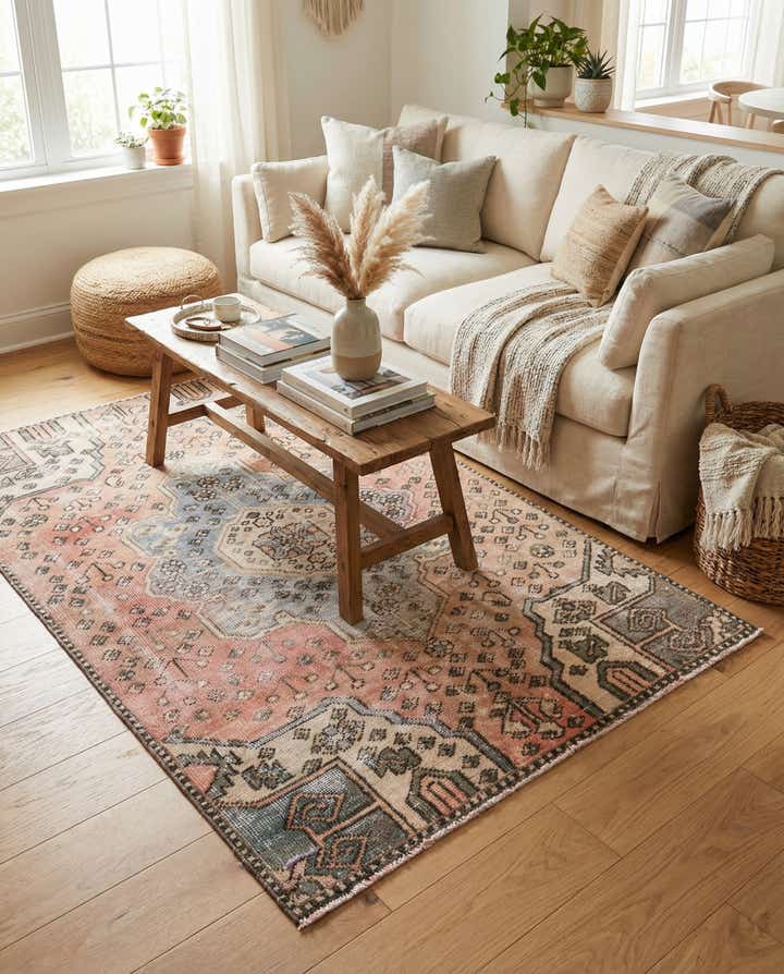 3' 7 x 5' 9 Hand Knotted Ultra Vintage Persian Wool Rug