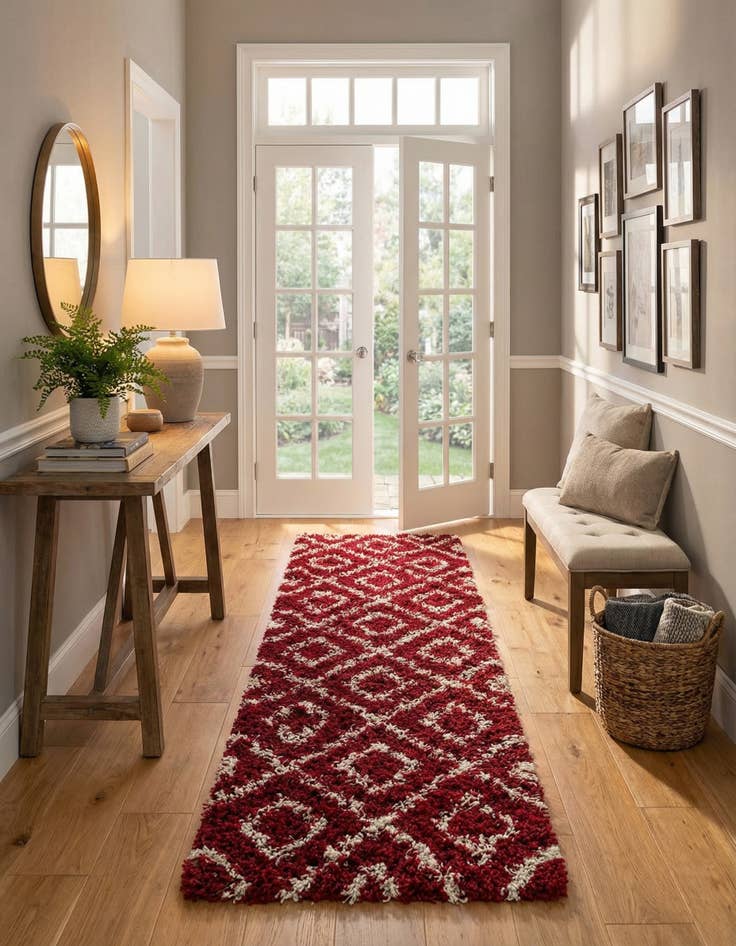 Detail image of 3' 3 x 16' 5 Trellis Shag Runner Rug