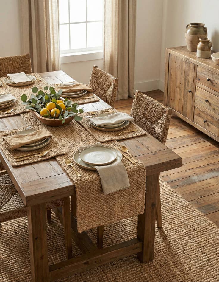 Detail image of  1' 2 x 5' 1  Hand Woven Chunky Jute Table Runner Rug