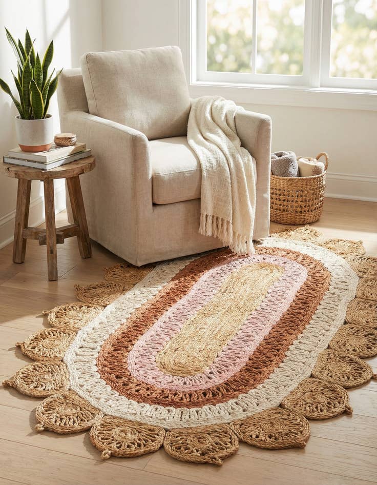 Detail image of 3' 1 x 5' 1  Hand Braided Jute Oval Rug
