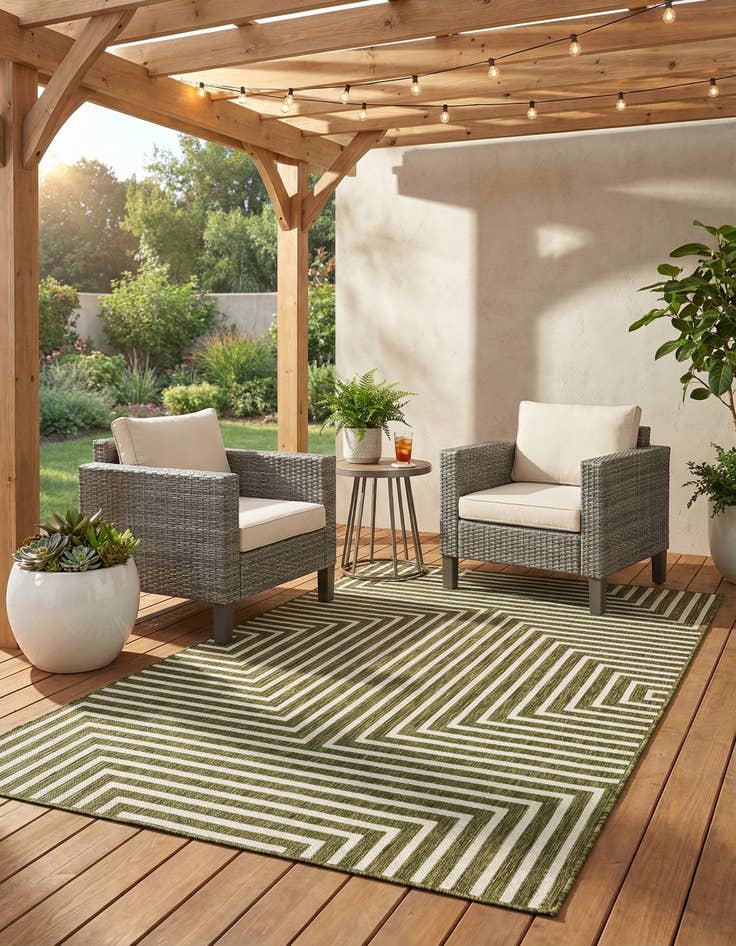 Detail image of 5' 3 x 7' Easy-Clean Modern Indoor / Outdoor Rug