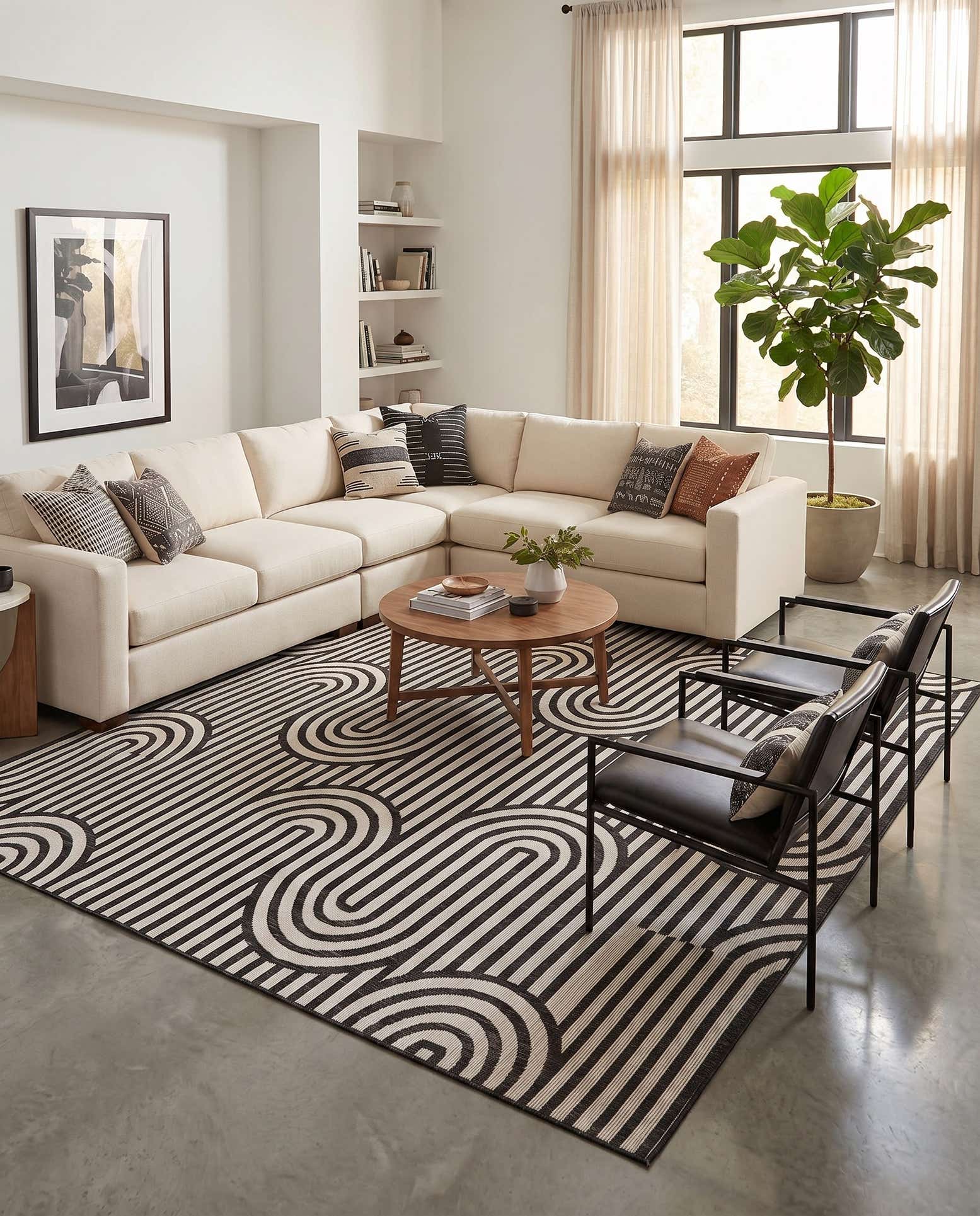 10' x 10' Easy-Clean Modern Indoor / Outdoor Square Rug