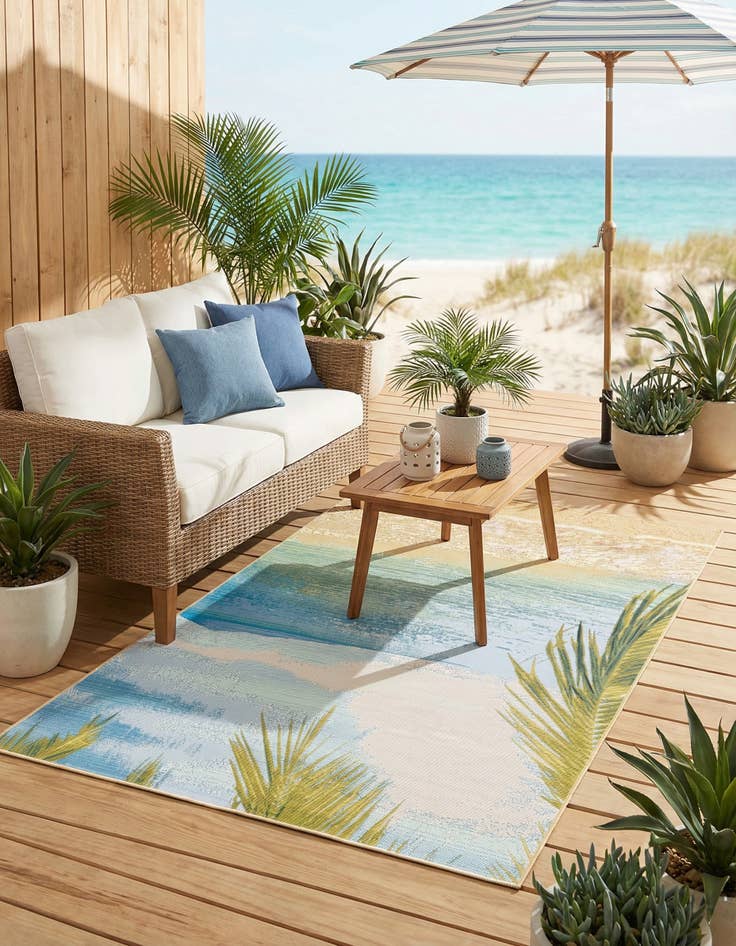 Detail image of 4' x 6'  Washable Coastal Indoor / Outdoor Rug