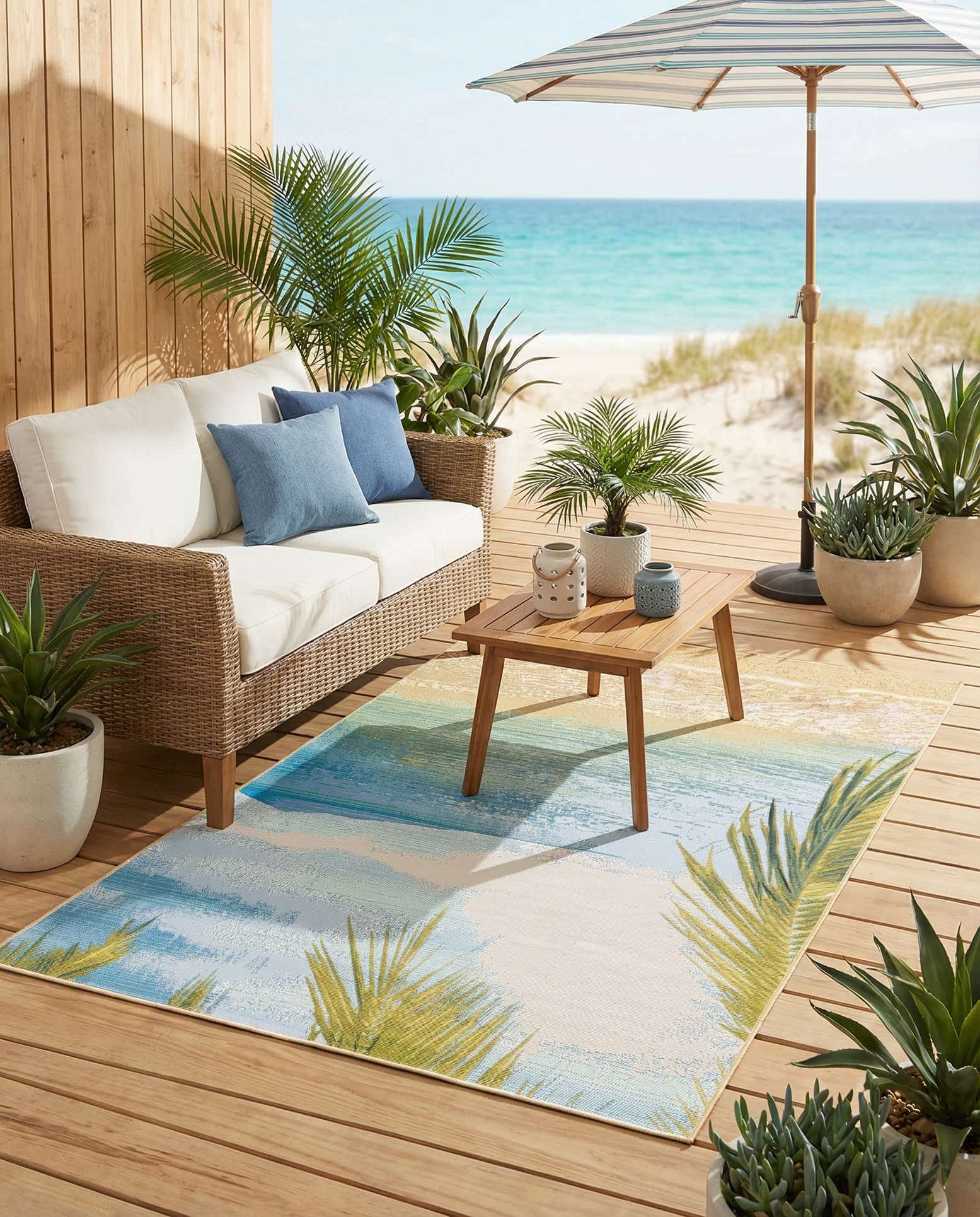 4' x 6' Easy-Clean Coastal Indoor / Outdoor Rug
