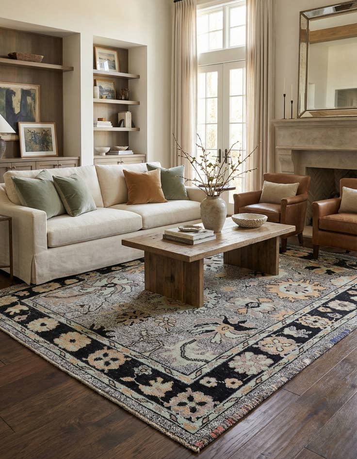 Detail image of  9' 3 x 11' 9  Hand Knotted Oushak Wool Rug