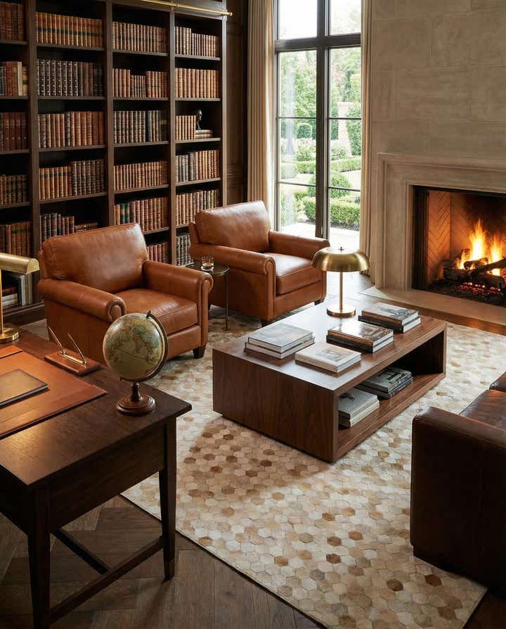 6' 7 x 9' 11 Cowhide Stocks Rug