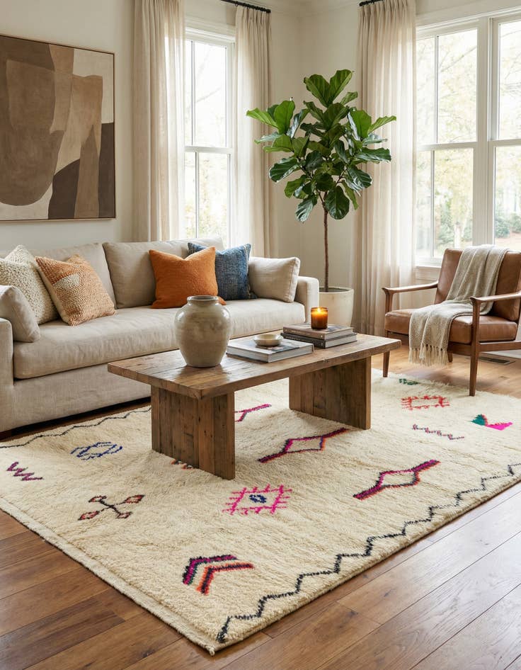 Detail image of 6' 4 x 9' 6  Hand Knotted Moroccan Wool Rug