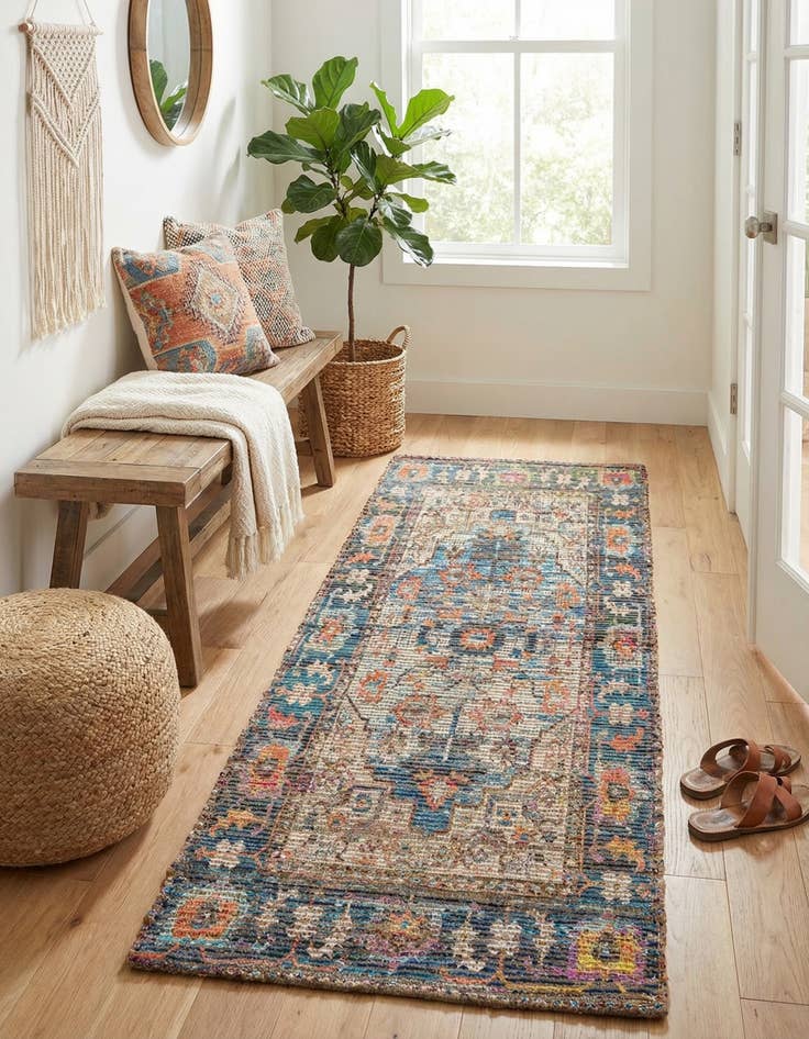 Detail image of 2' 2 x 6' 1  Hand Woven Chenille Jute Runner Rug