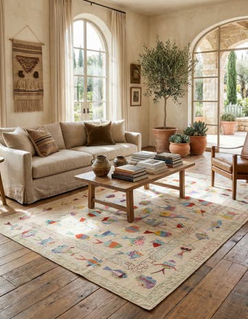 6' 6 x 9' 2 Hand Woven Kilim Suzani Wool Rug