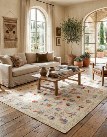 6' 6 x 9' 2 Hand Woven Kilim Suzani Wool Rug