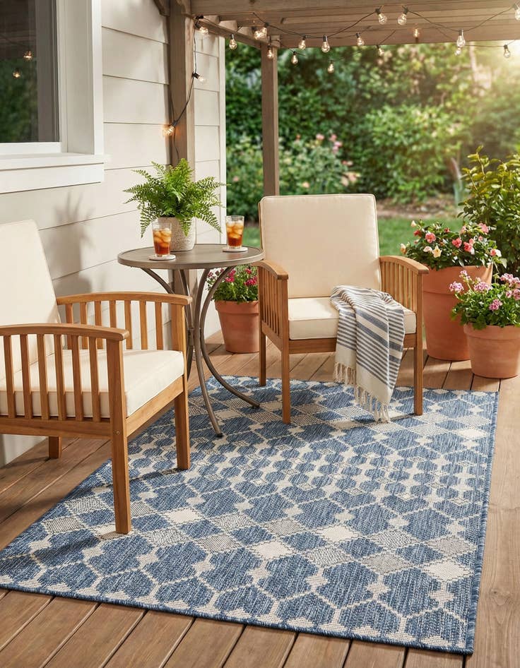 Detail image of 3' x 5' 3 Easy-Clean Trellis Indoor / Outdoor Rug