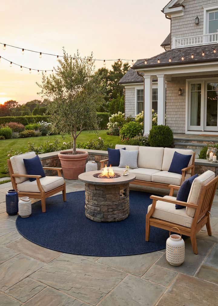 7' 10 x 7' 10 Easy-Clean Solid Indoor / Outdoor Round Rug