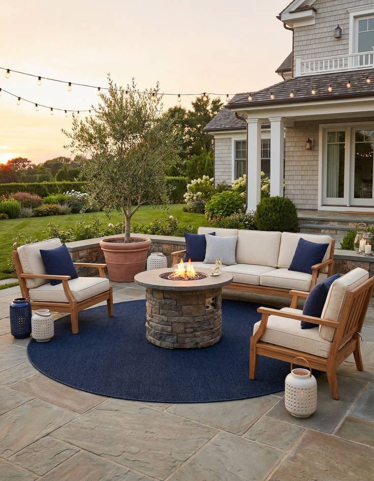 Detail image of 7' 10 x 7' 10  Washable Solid Indoor / Outdoor Round Rug