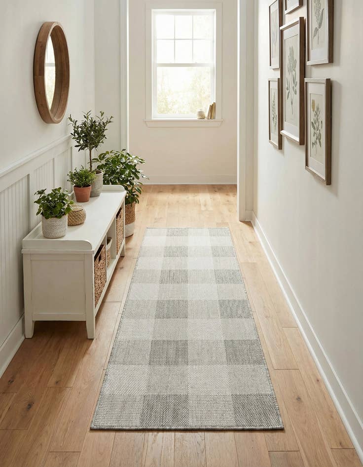 Detail image of 2' x 6' Easy-Clean Checkered Indoor / Outdoor Runner Rug