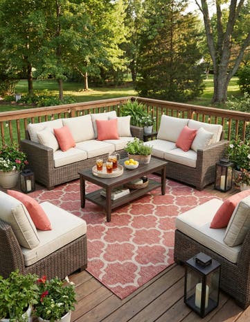 7' 10 x 11' Easy-Clean Trellis Indoor / Outdoor Rug