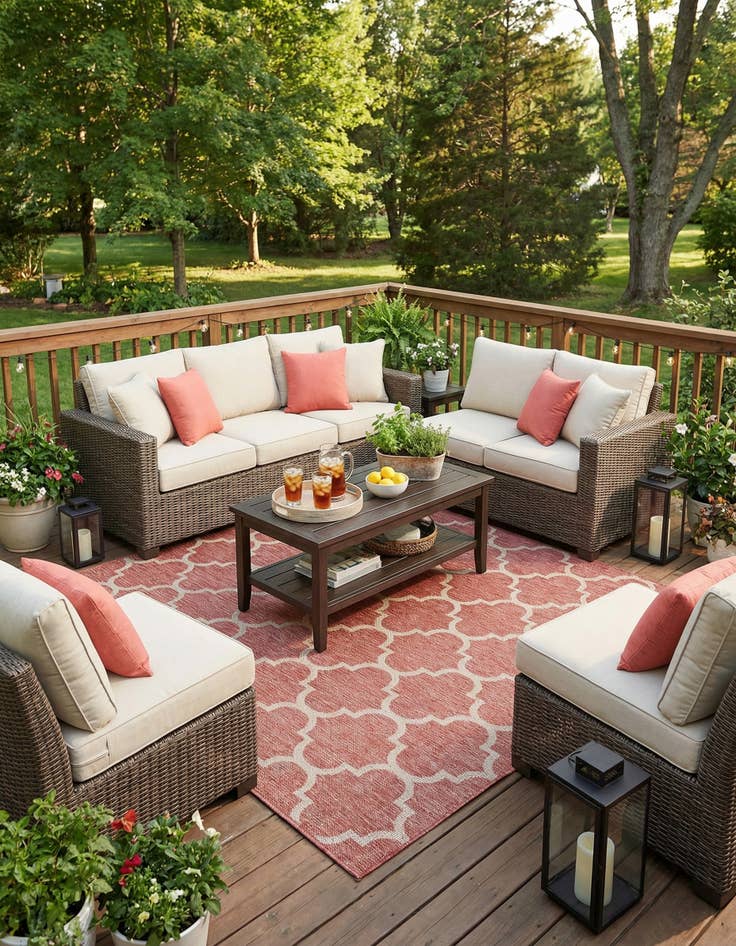 Detail image of  7' 10 x 11'  Washable Lattice Indoor / Outdoor Rug