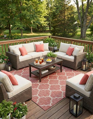 7' 10 x 11' Easy-Clean Trellis Indoor / Outdoor Rug