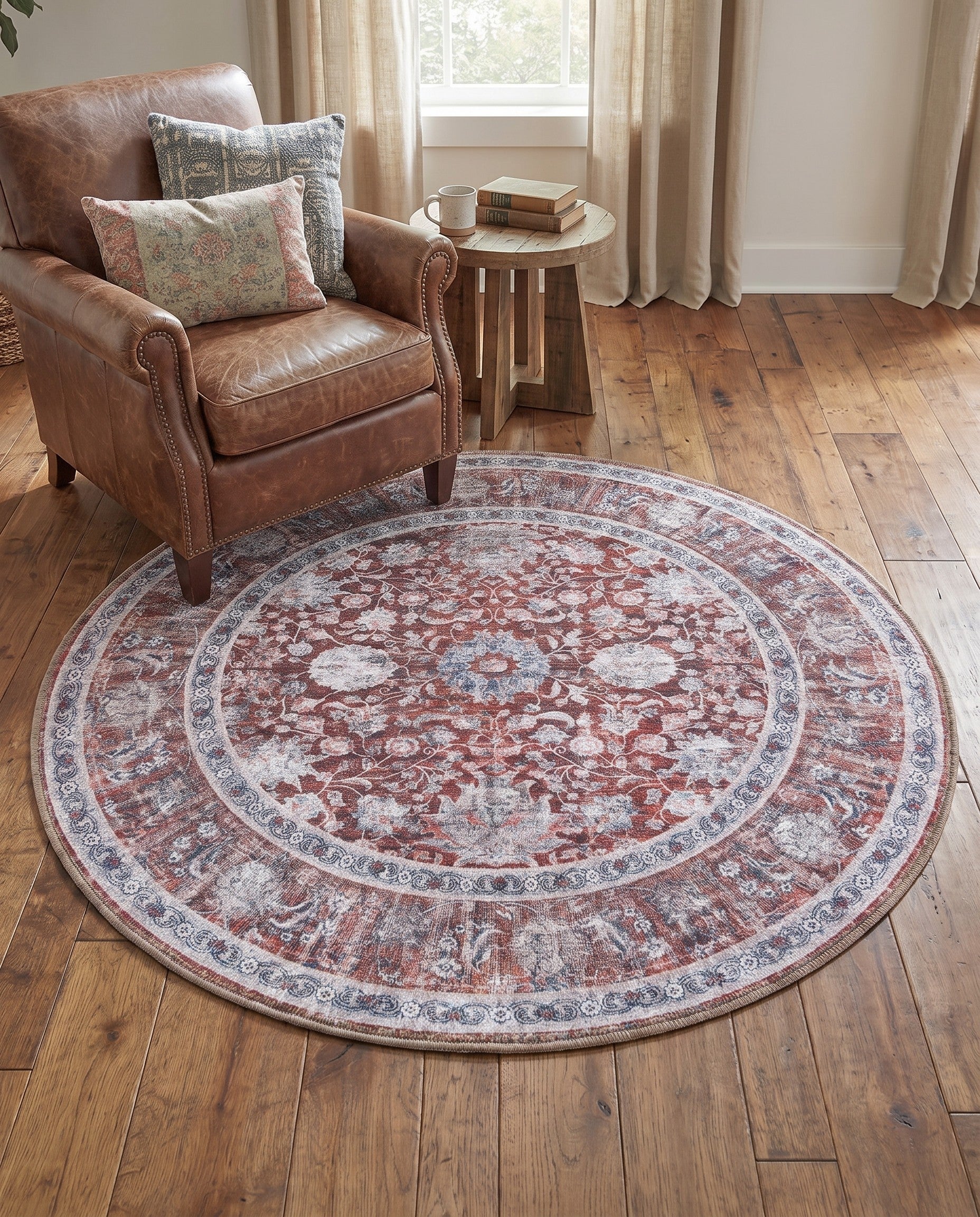 4' x 4' Washable Yara Round Rug