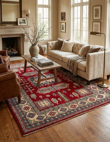 6' 6 x 9' 8 Hand Knotted Kazak Rug