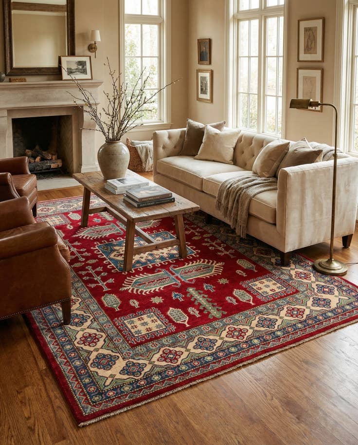 Detail image of 6' 6 x 9' 8 Hand Knotted Kazak Rug