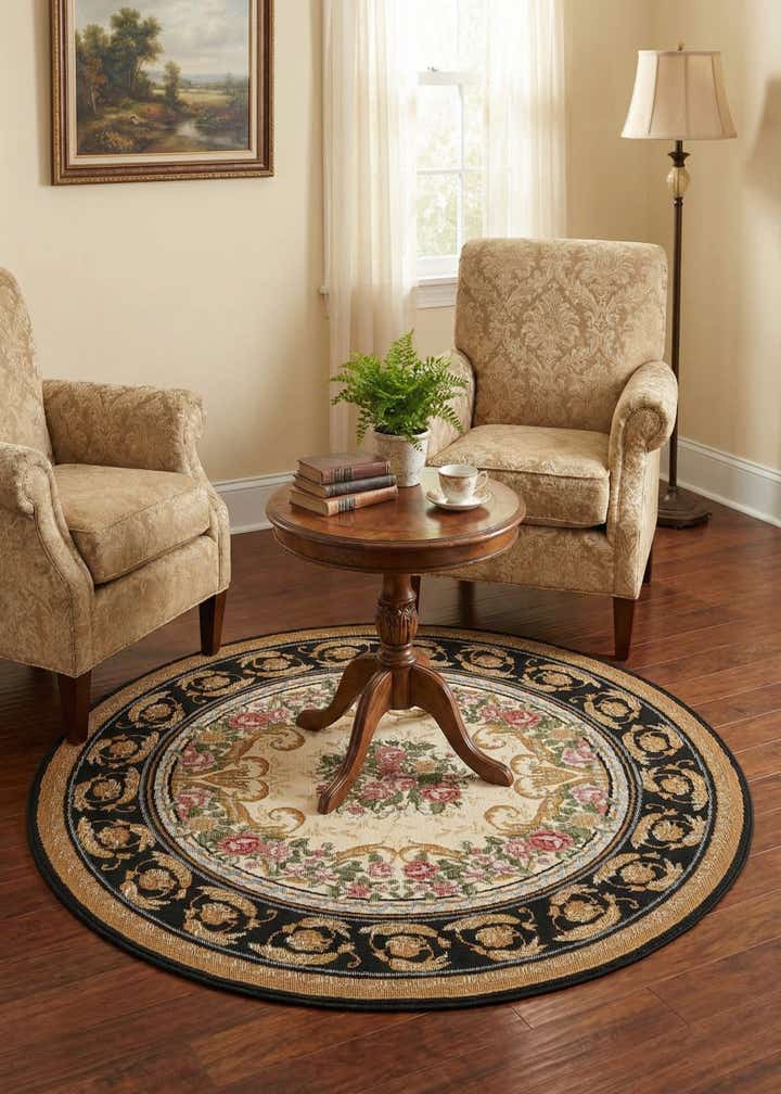 4' x 4' Easy-Clean Traditional Indoor / Outdoor Round Rug