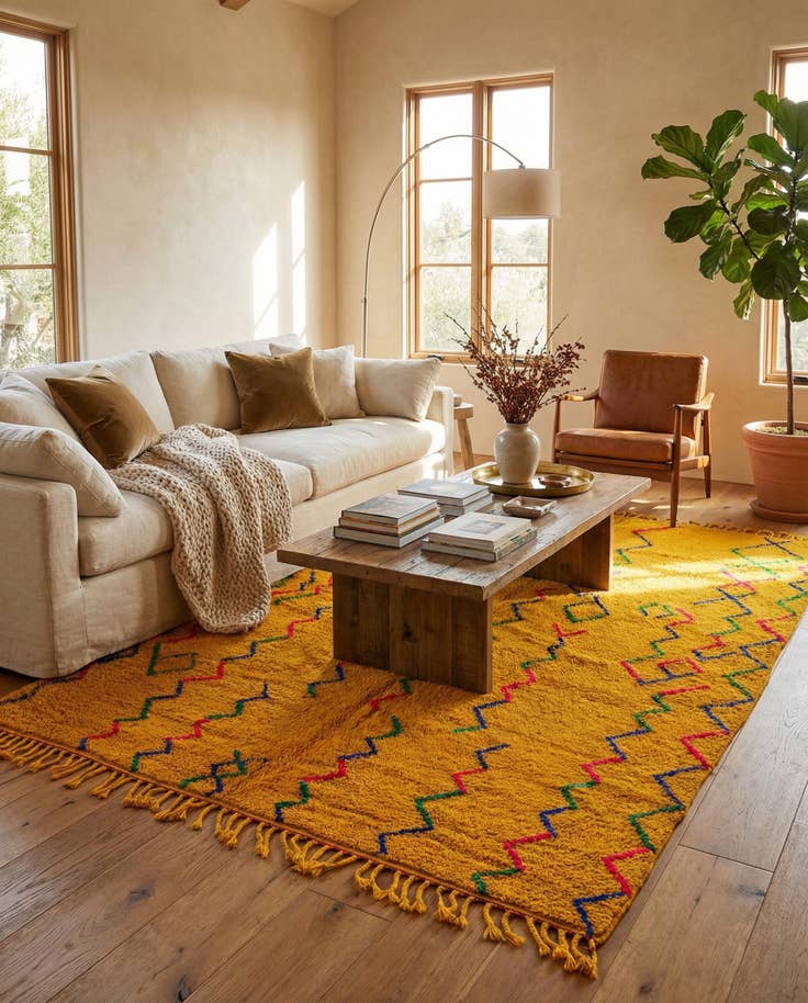 Detail image of 6' 10 x 9' 7 Hand Knotted Moroccan Wool Rug