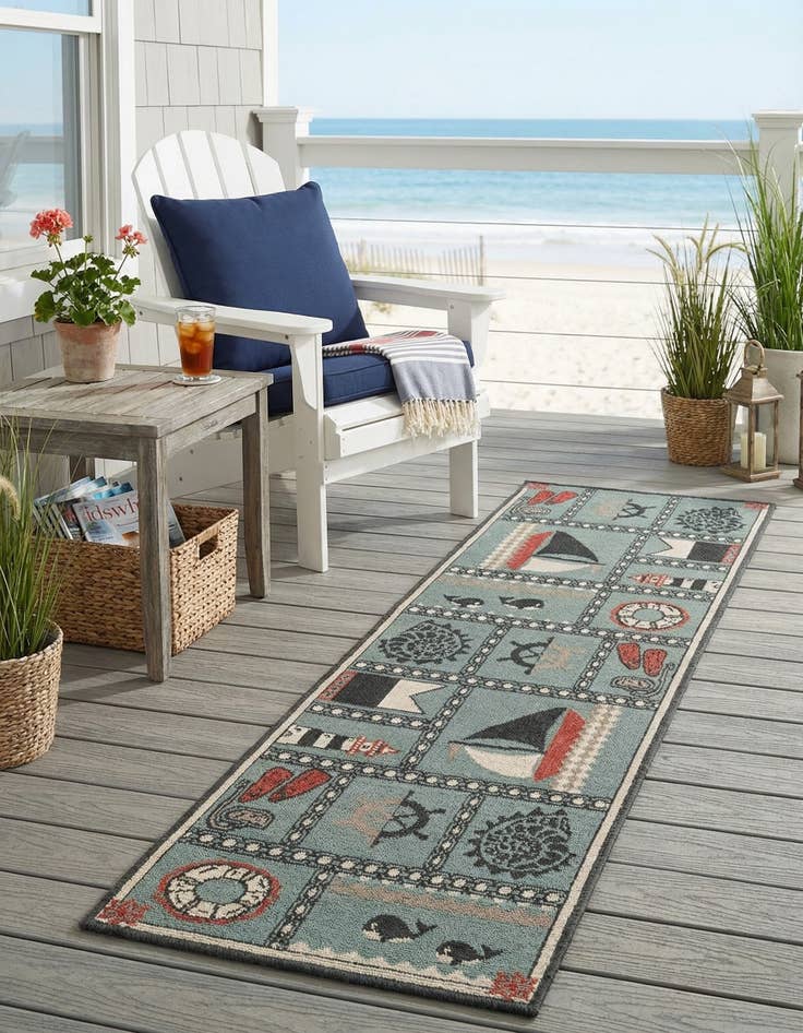 Detail image of 2' x 6'  Washable Coastal Indoor / Outdoor Runner Rug